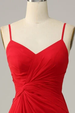 Red Spaghetti Straps A Line Bridesmaid Dress 9 Red Spaghetti Straps A Line Bridesmaid Dress -Zapaka Sales Store 347817 Red 4