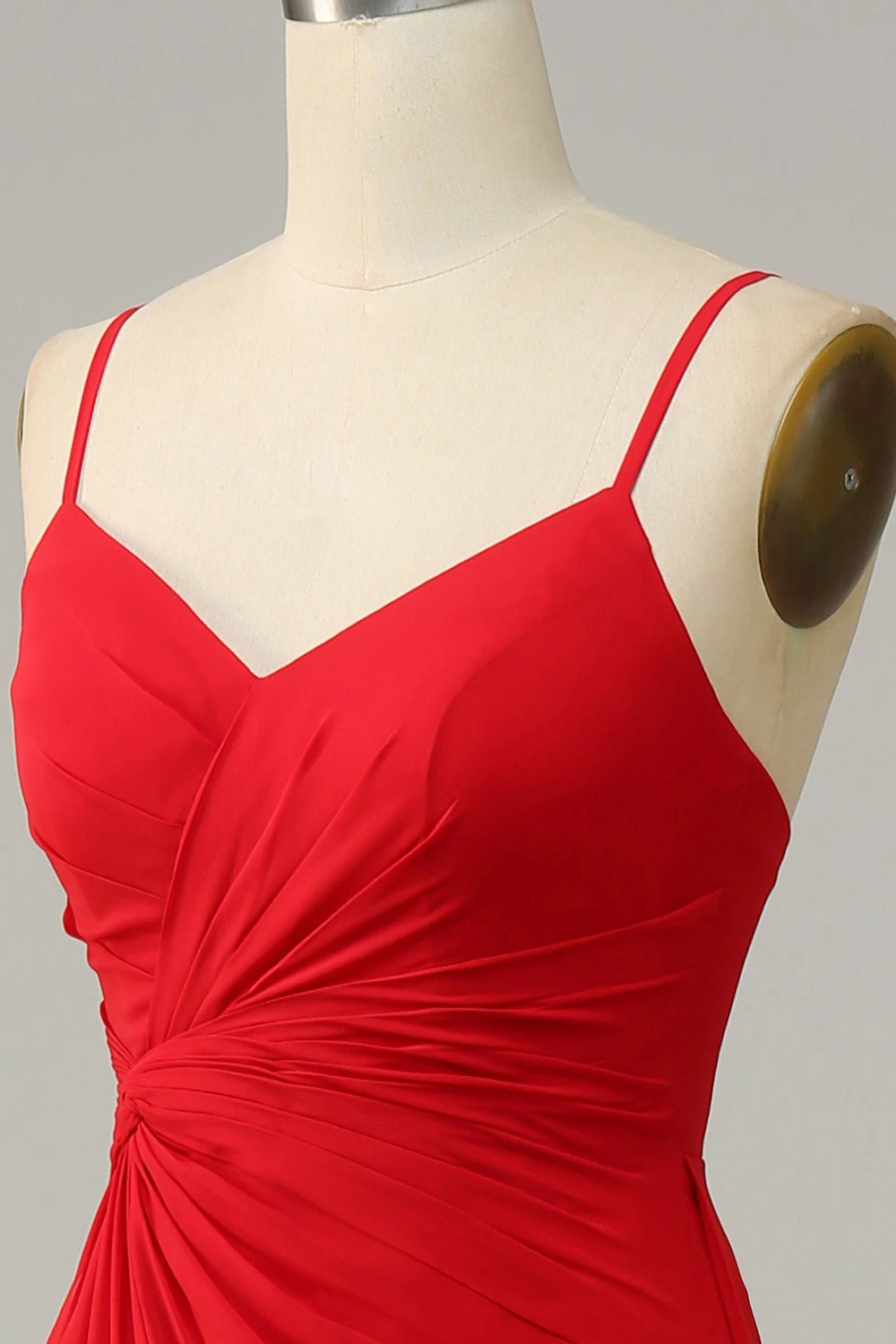 Red Spaghetti Straps A Line Bridesmaid Dress 5 Red Spaghetti Straps A Line Bridesmaid Dress - Image 5