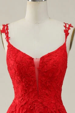 A Line Spaghetti Straps Red Long Prom Dress With Appliques -Zapaka Sales Store 3 aea61b92 0f09 4151 b975 048354328ba1