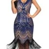 1920s Vintage Royal Blue Sequins Flapper Dress