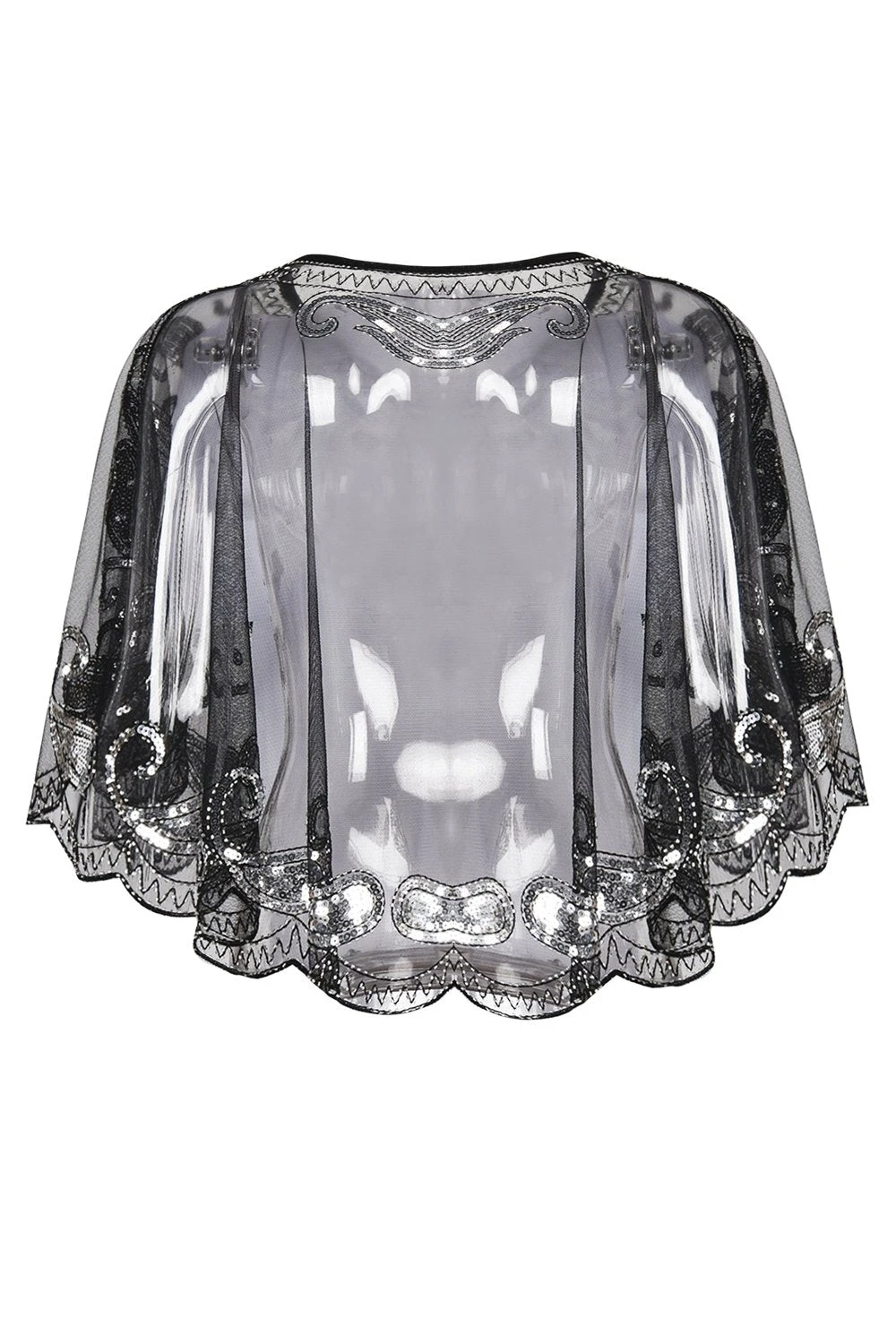1920s Black Glitter Sequins Cape 2 1920s Black Glitter Sequins Cape - Image 2