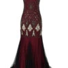 Burgundy 1920s Sequins Flapper Long Dress
