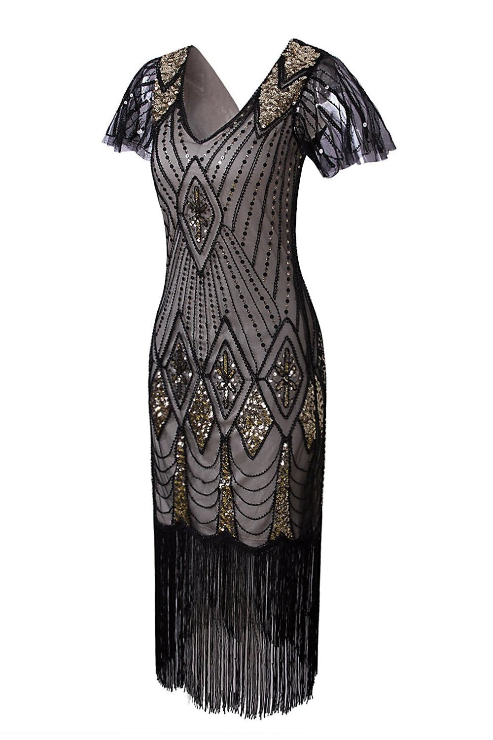 Flapper Black 1920s Sequins Dress 3 Flapper Black 1920s Sequins Dress - Image 3