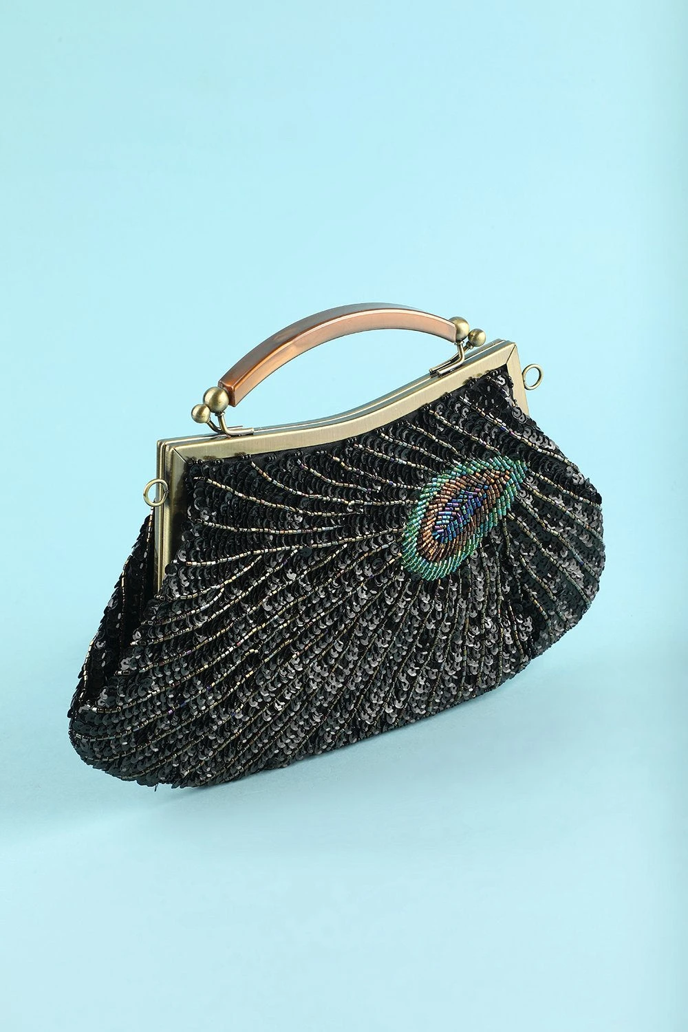 Black Beaded Evening Bag 3 Black Beaded Evening Bag - Image 3