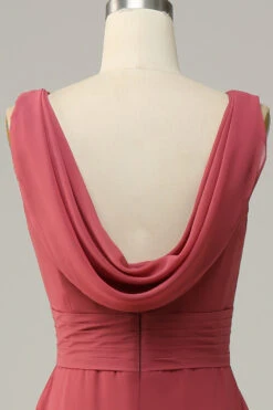 V Neck Desert Rose Sleeveless Chiffon Long Bridesmaid Dress -Zapaka Sales Store 91287 Desert Rose 6