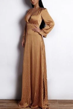 Yellow Polka Dots Long Sleeves Bohemian Dress -Zapaka Sales Store 9499147556 2006444491