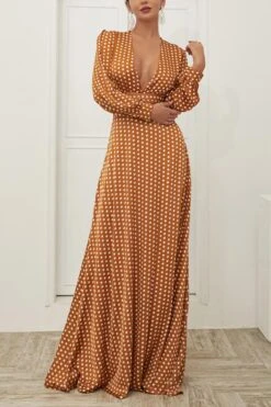 Yellow Polka Dots Long Sleeves Bohemian Dress -Zapaka Sales Store 9499153487 2006444491