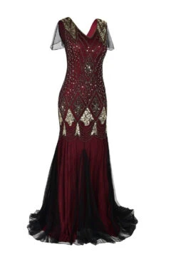 Burgundy 1920s Sequins Flapper Long Dress -Zapaka Sales Store 94d7ecdb 4339 4ccd 8b37 fc09b1ed145f