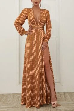 Yellow Polka Dots Long Sleeves Bohemian Dress -Zapaka Sales Store 9521096507 2006444491