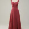 Sweetheart Sleeveless Long Bridesmaid Dress With Slit