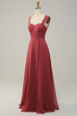 Sweetheart Sleeveless Long Bridesmaid Dress With Slit -Zapaka Sales Store AHANR170 Desert Rose 2