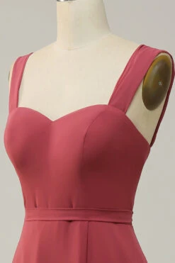 Sweetheart Sleeveless Long Bridesmaid Dress With Slit -Zapaka Sales Store AHANR170 Desert Rose 5