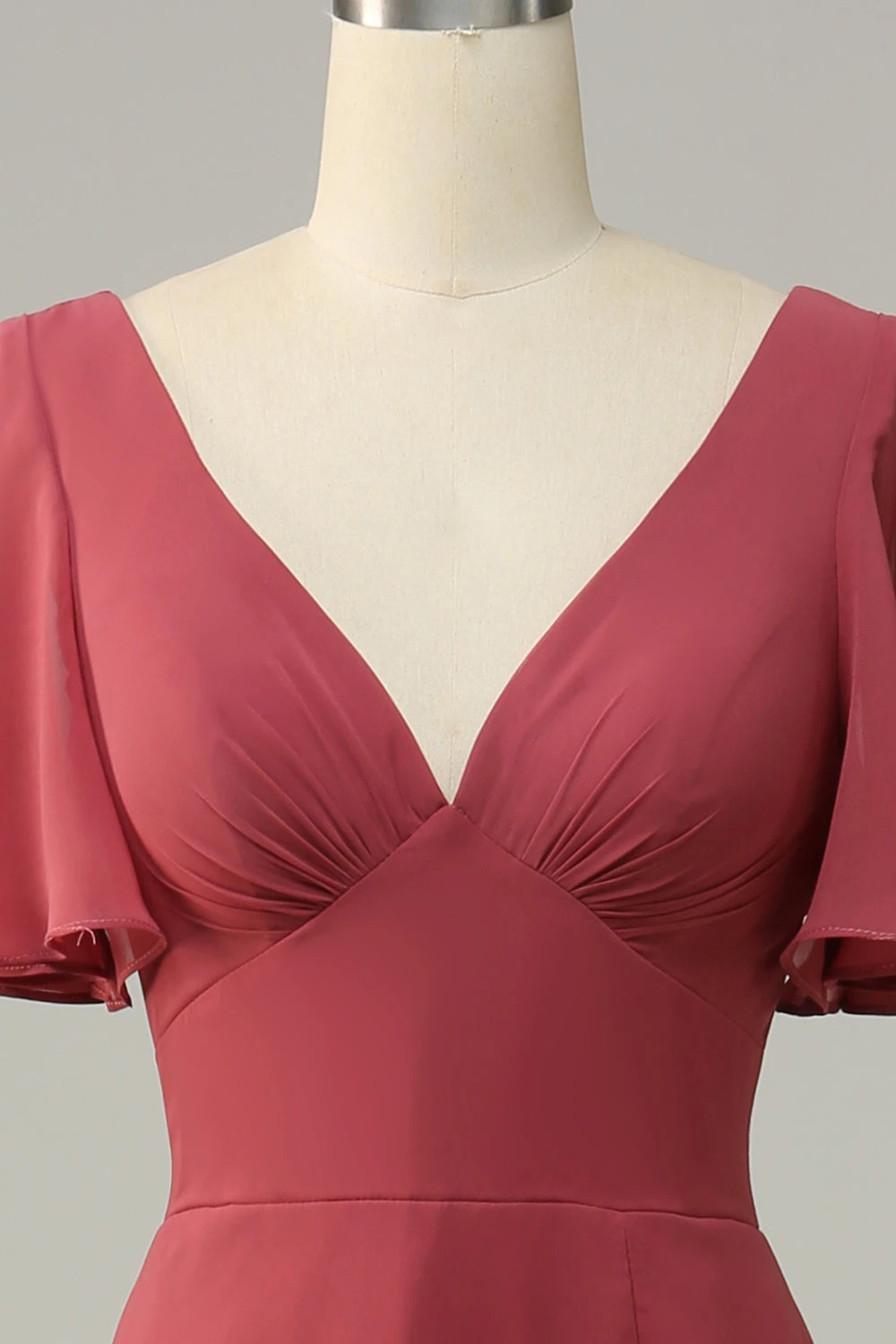 V Neck Short Sleeves Open Back Bridesmaid Dress 4 V Neck Short Sleeves Open Back Bridesmaid Dress - Image 4