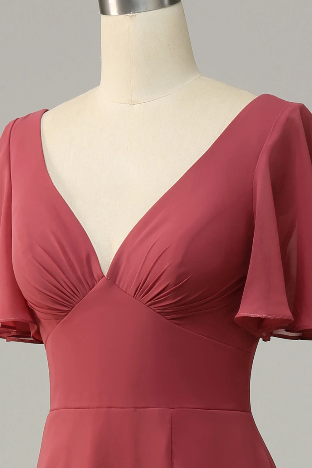 V Neck Short Sleeves Open Back Bridesmaid Dress 5 V Neck Short Sleeves Open Back Bridesmaid Dress - Image 5