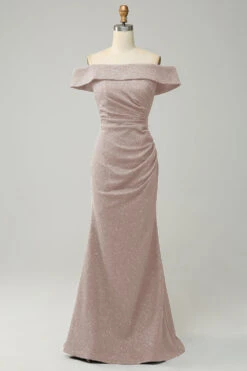 Navy Off The Shoulder Sparkly Sheath Long Bridesmaid Dress 18 Navy Off The Shoulder Sparkly Sheath Long Bridesmaid Dress -Zapaka Sales Store AHQX23231DustyRose 1