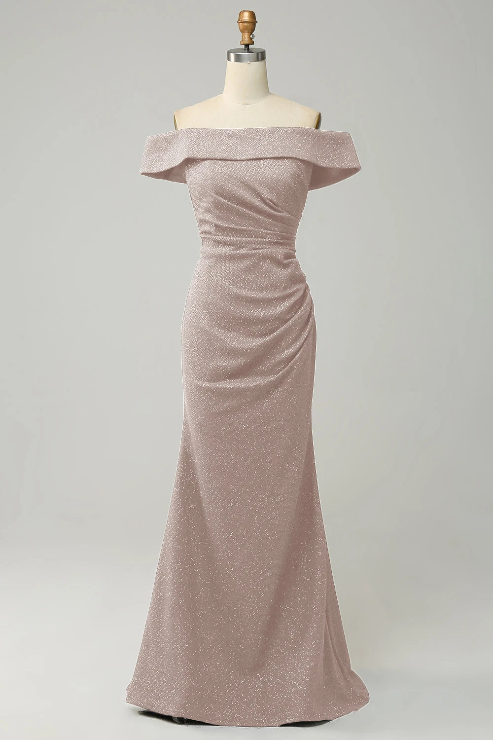 Navy Off The Shoulder Sparkly Sheath Long Bridesmaid Dress 7 Navy Off The Shoulder Sparkly Sheath Long Bridesmaid Dress - Image 7