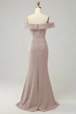 Navy Off The Shoulder Sparkly Sheath Long Bridesmaid Dress 19 Navy Off The Shoulder Sparkly Sheath Long Bridesmaid Dress -Zapaka Sales Store AHQX23231DustyRose 3