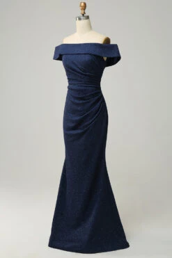 Navy Off The Shoulder Sparkly Sheath Long Bridesmaid Dress 14 Navy Off The Shoulder Sparkly Sheath Long Bridesmaid Dress -Zapaka Sales Store AHQX23231 20Navy 20 20 2