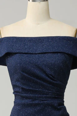 Navy Off The Shoulder Sparkly Sheath Long Bridesmaid Dress 15 Navy Off The Shoulder Sparkly Sheath Long Bridesmaid Dress -Zapaka Sales Store AHQX23231 20Navy 20 20 4