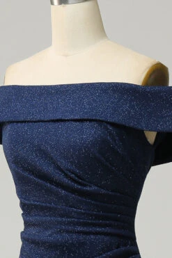 Navy Off The Shoulder Sparkly Sheath Long Bridesmaid Dress 16 Navy Off The Shoulder Sparkly Sheath Long Bridesmaid Dress -Zapaka Sales Store AHQX23231 20Navy 20 20 5