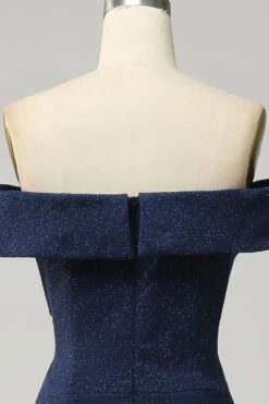 Navy Off The Shoulder Sparkly Sheath Long Bridesmaid Dress 17 Navy Off The Shoulder Sparkly Sheath Long Bridesmaid Dress -Zapaka Sales Store AHQX23231 20Navy 20 20 6