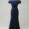 Navy Off The Shoulder Sparkly Sheath Long Bridesmaid Dress