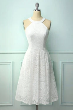 Royal Blue Halter Lace Midi -Zapaka Sales Store ALA5010 White