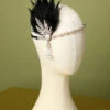 Black Beaded Feather 1920s Flapper Headband