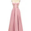 Blush Beaded Sweetheart Long Prom Dress