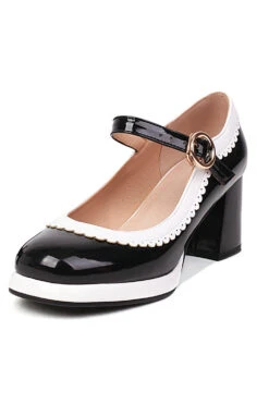 Black Round Toe Shoes With Adjustable Strap -Zapaka Sales Store CGGXH0077 Black 3
