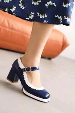 Black Round Toe Shoes With Adjustable Strap -Zapaka Sales Store CGGXH0077 Blue 1 first