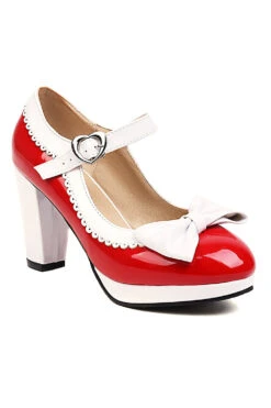 Black Pointed Toe Adjustable Strap Vintage Shoes 8 Black Pointed Toe Adjustable Strap Vintage Shoes -Zapaka Sales Store CGGXH0080 Red 3