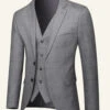 Grey Plaid 3 Piece Notched Lapel Men's Wedding Suits
