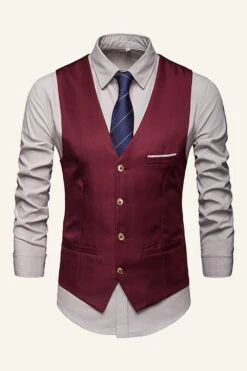 Lapel Single Breasted Men's Suit Vest -Zapaka Sales Store CGGXH01032 20Burgundy 20 1