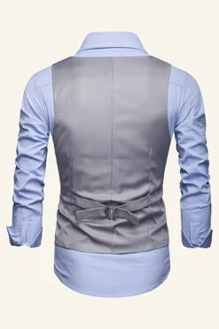 Lapel Single Breasted Men's Suit Vest -Zapaka Sales Store CGGXH01032 20Grey 20 2