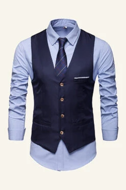 Lapel Single Breasted Men's Suit Vest -Zapaka Sales Store CGGXH01032 20Navy 20 1