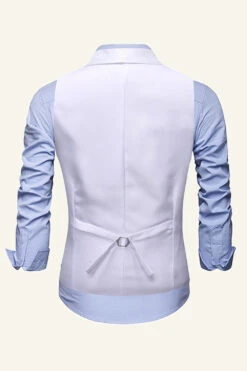 Black Single Breasted Shawl Lapel Men's Vest -Zapaka Sales Store CGGXH01034 20White 20 2