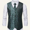 Single Breasted Slim Fit Print Men's Suit Vest