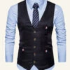 Black Single Breasted Lapel Men's Black Vest