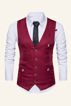 Black Single Breasted Lapel Men's Black Vest -Zapaka Sales Store CGGXH01046 20Burgundy 20 1