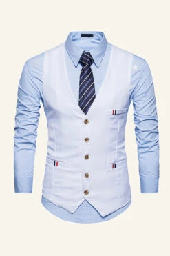 Black Single Breasted Lapel Men's Black Vest -Zapaka Sales Store CGGXH01046 20White 20 1