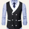 Black Shawl Lapel Double Breasted Men's Suit Vest