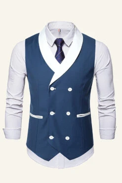Black Shawl Lapel Double Breasted Men's Suit Vest -Zapaka Sales Store CGGXH01047 20Blue 20 1