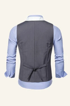 Black Shawl Lapel Double Breasted Men's Suit Vest -Zapaka Sales Store CGGXH01047 20Grey 20 2