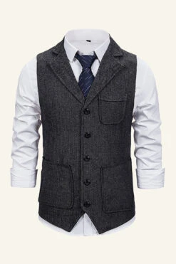 Peak Lapel Single Breasted Men's Suit Vest -Zapaka Sales Store CGGXH01049 20Dark 20Grey 20 1