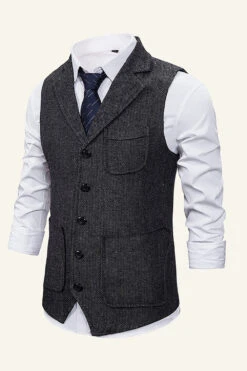 Peak Lapel Single Breasted Men's Suit Vest -Zapaka Sales Store CGGXH01049 20Dark 20Grey 20 3