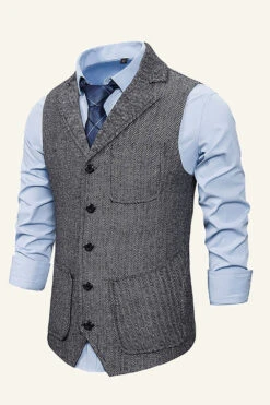 Peak Lapel Single Breasted Men's Suit Vest -Zapaka Sales Store CGGXH01049 20Grey 20 3