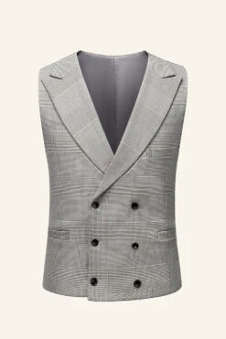 Grey Plaid Peak Lapel 3 Piece Men Wedding Suits -Zapaka Sales Store CGGXH01060 Grey 3