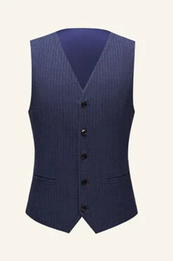 Dark Blue Pinstriped 3 Piece Men Wedding Suits -Zapaka Sales Store CGGXH01063 Dark Blue 4