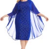 Plus Size Royal Blue Mother Of The Bride Dress With Cape